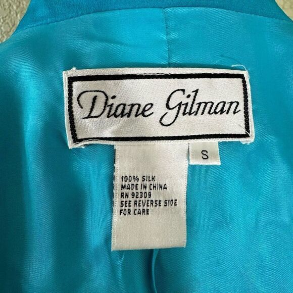 Diane Gilman Women's S Maximalist Silk Bomber Jacket Leopard Vibrant Blue Sequin - Picture 6 of 6